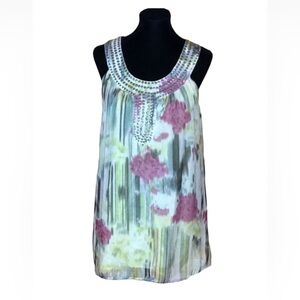 Theme watercolor sleeveless chiffon shift dress Size Small